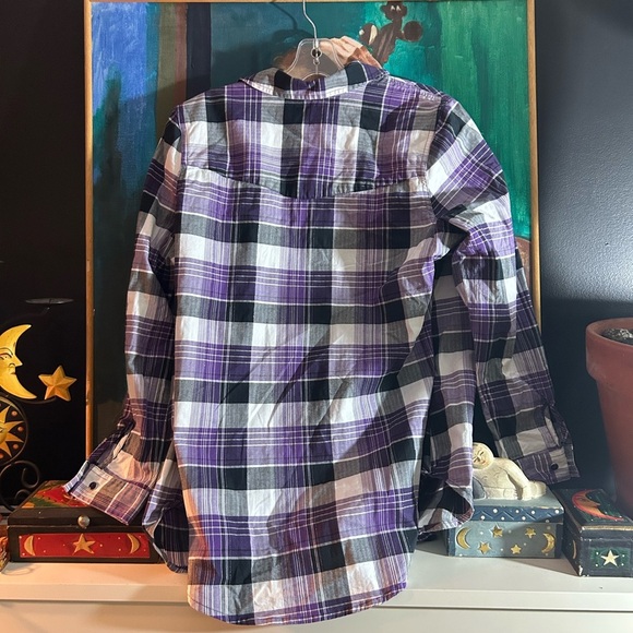 Alia Purple and Black Plaid Button Down Shirt Size M - Picture 13 of 16